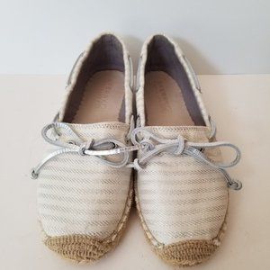 SPERRY TOP SIDER Cream/Silver Slip on/Espadrilles/Flats Boat Shoes Sz 6.5M